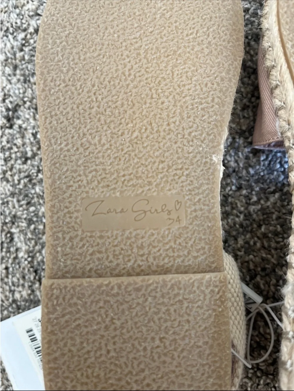 NWT Zara Girls Two-Tone Canvas Espadrilles Shoes Flats | Size 34 (US 2.5)